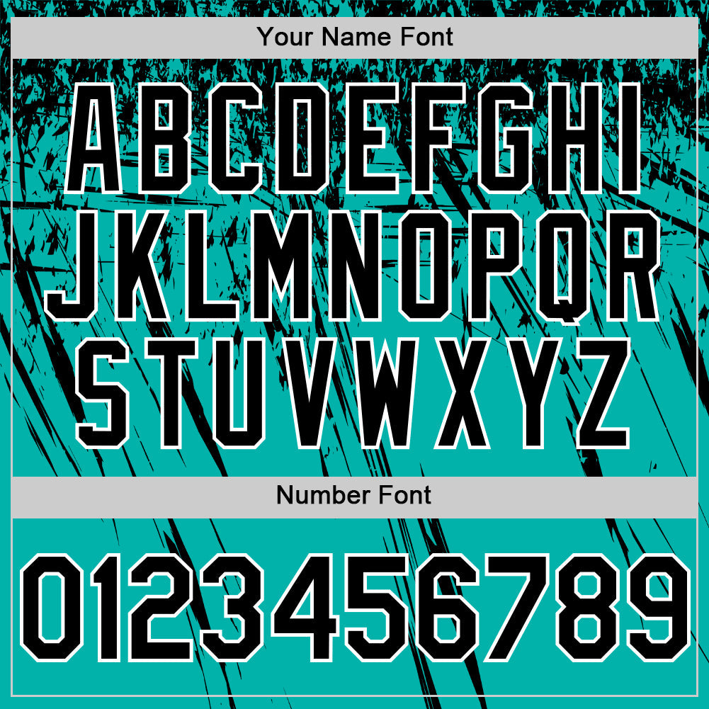 Custom Aqua Black-White Distressed Scratch Brush Stroke Authentic Baseball Jersey