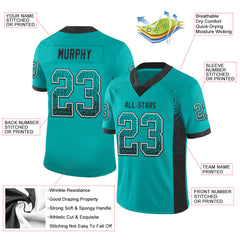 Custom Aqua Black-White Drift Fashion Football Jersey