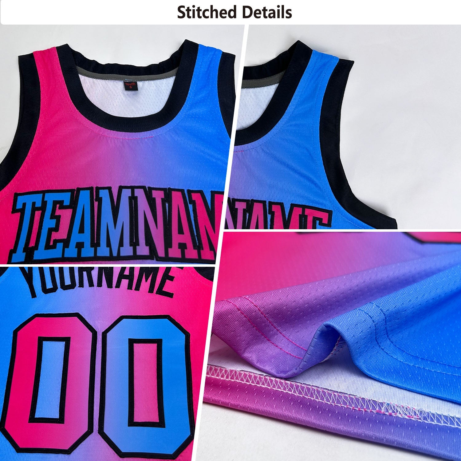 Custom Aqua Orange-Navy Authentic Gradient Fashion Basketball Jersey