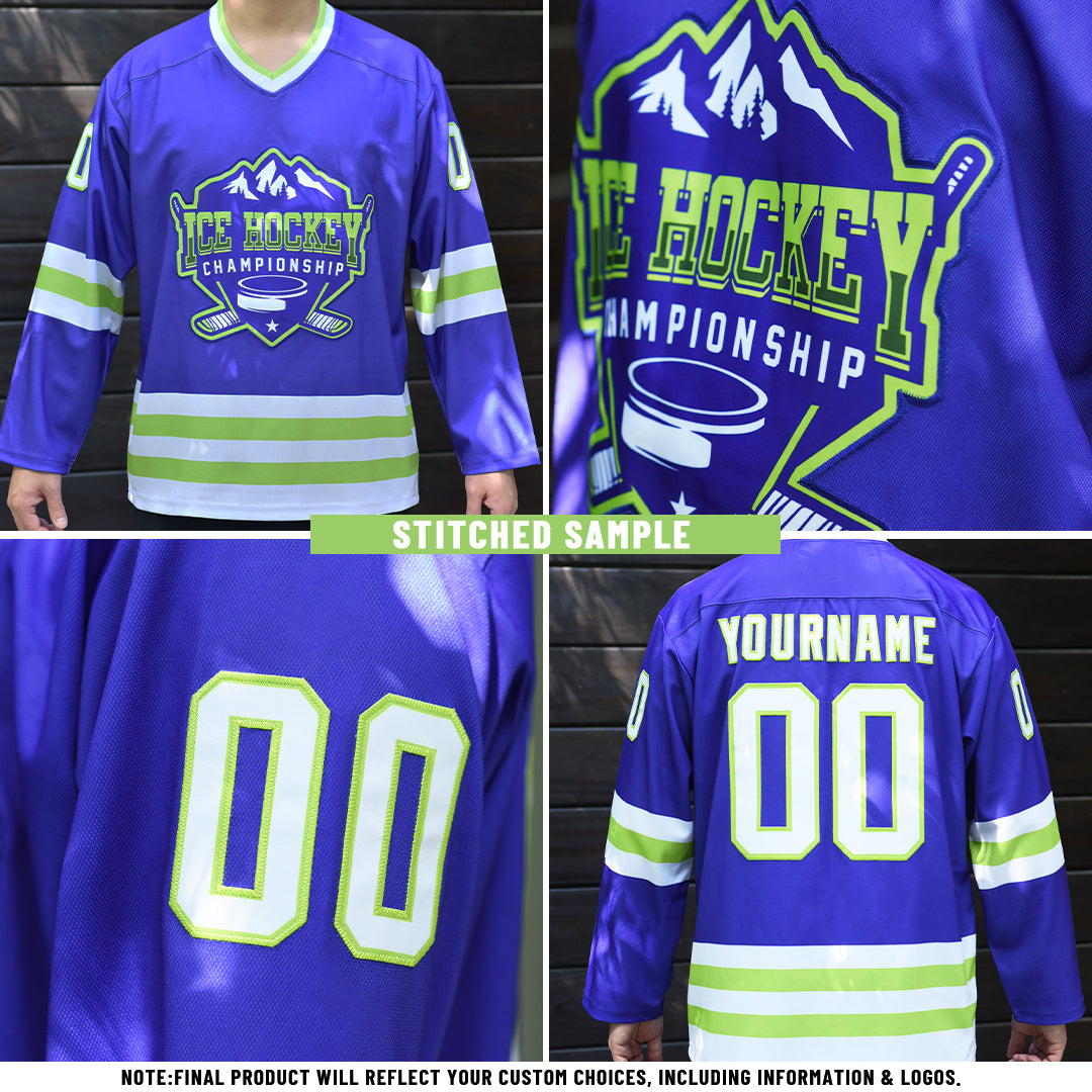 Custom Aqua Neon Yellow-Navy Gradient Fashion Hockey Lace Neck Jersey